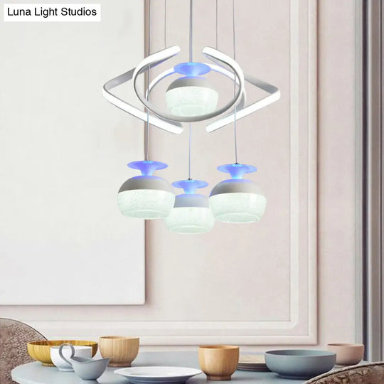 Modern Acrylic Pendant Light With 4 Head Cup Shape Led Suspension For Dining Room In White