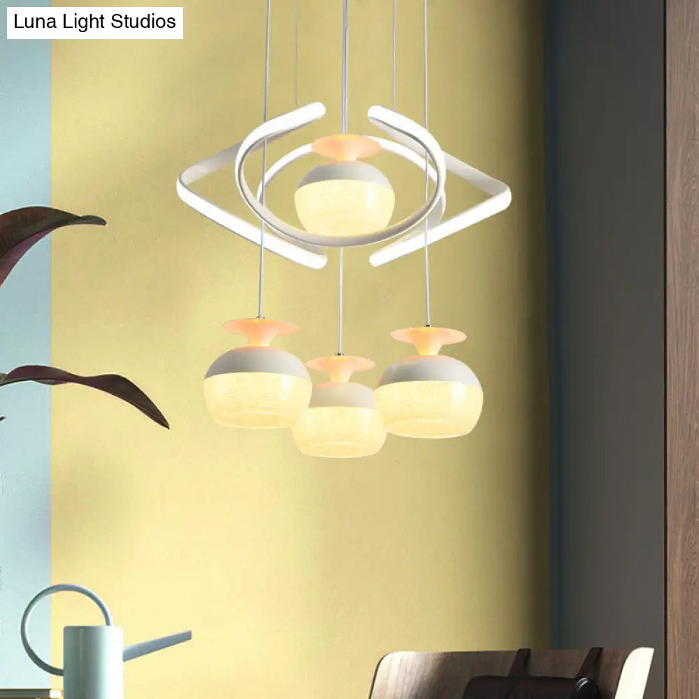 Modern Acrylic Pendant Light With 4 Head Cup Shape Led Suspension For Dining Room In White