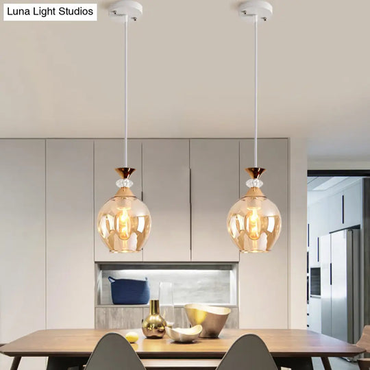 Modern Cup-Shaped Glass Pendant Light With Multi-Colored Dimples