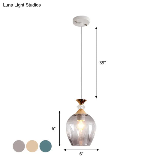 Modern Cup-Shaped Glass Pendant Light With Multi-Colored Dimples