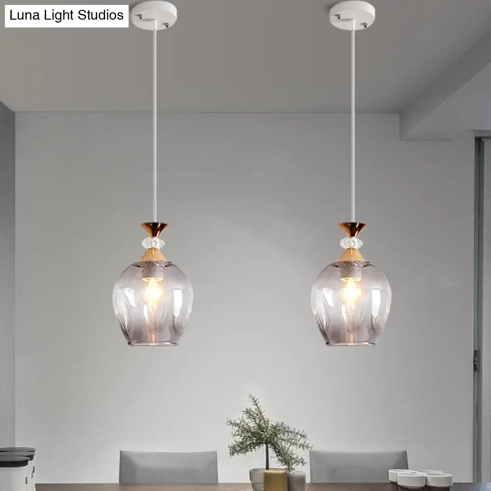 Modern Cup-Shaped Glass Pendant Light With Multi-Colored Dimples