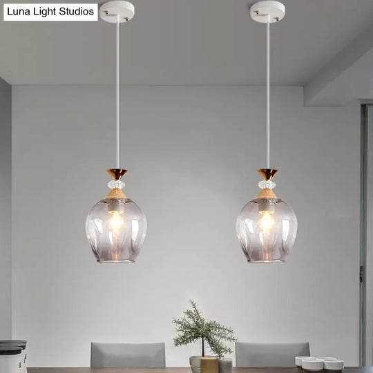 Modern Cup-Shaped Glass Pendant Light With Multi-Colored Dimples