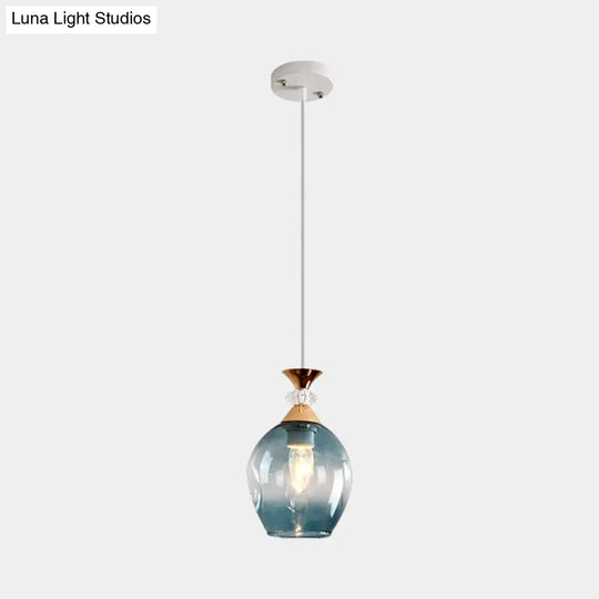 Modern Cup-Shaped Glass Pendant Light With Multi-Colored Dimples