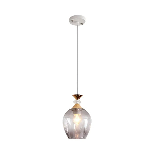 Modern Cup-Shaped Glass Pendant Light With Multi-Colored Dimples Grey