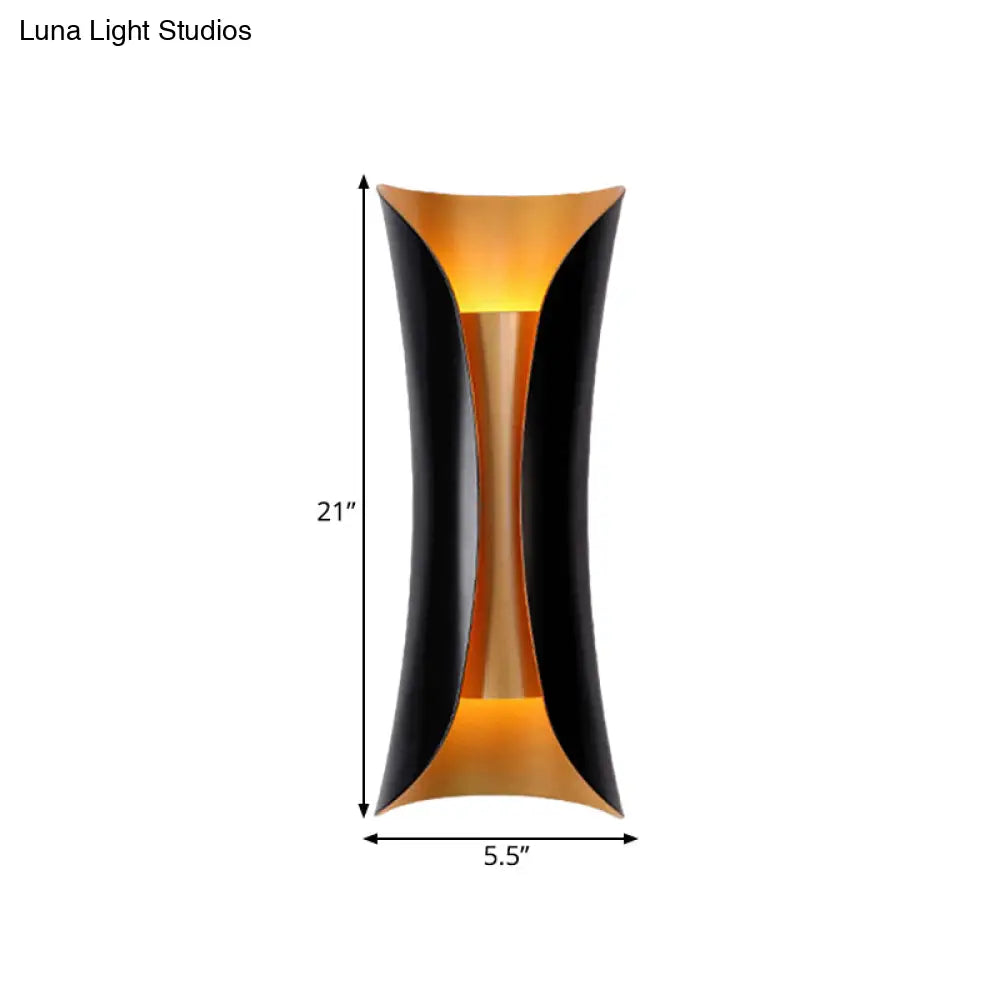 Modern Curl Sconce Light - 13/21/30 Height 2-Light Metallic Indoor Wall Lighting In Black