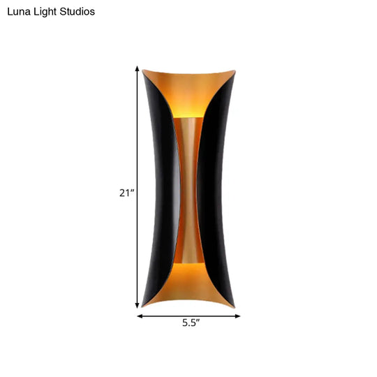 Modern Curl Sconce Light - 13/21/30 Height 2-Light Metallic Indoor Wall Lighting In Black