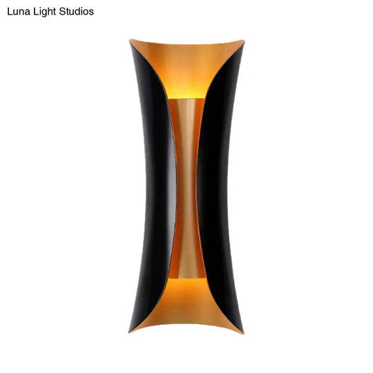 Modern Curl Sconce Light - 13/21/30 Height 2-Light Metallic Indoor Wall Lighting In Black