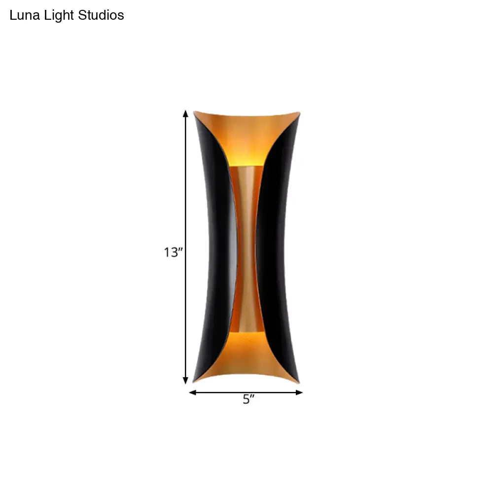 Modern Curl Sconce Light - 13/21/30 Height 2-Light Metallic Indoor Wall Lighting In Black