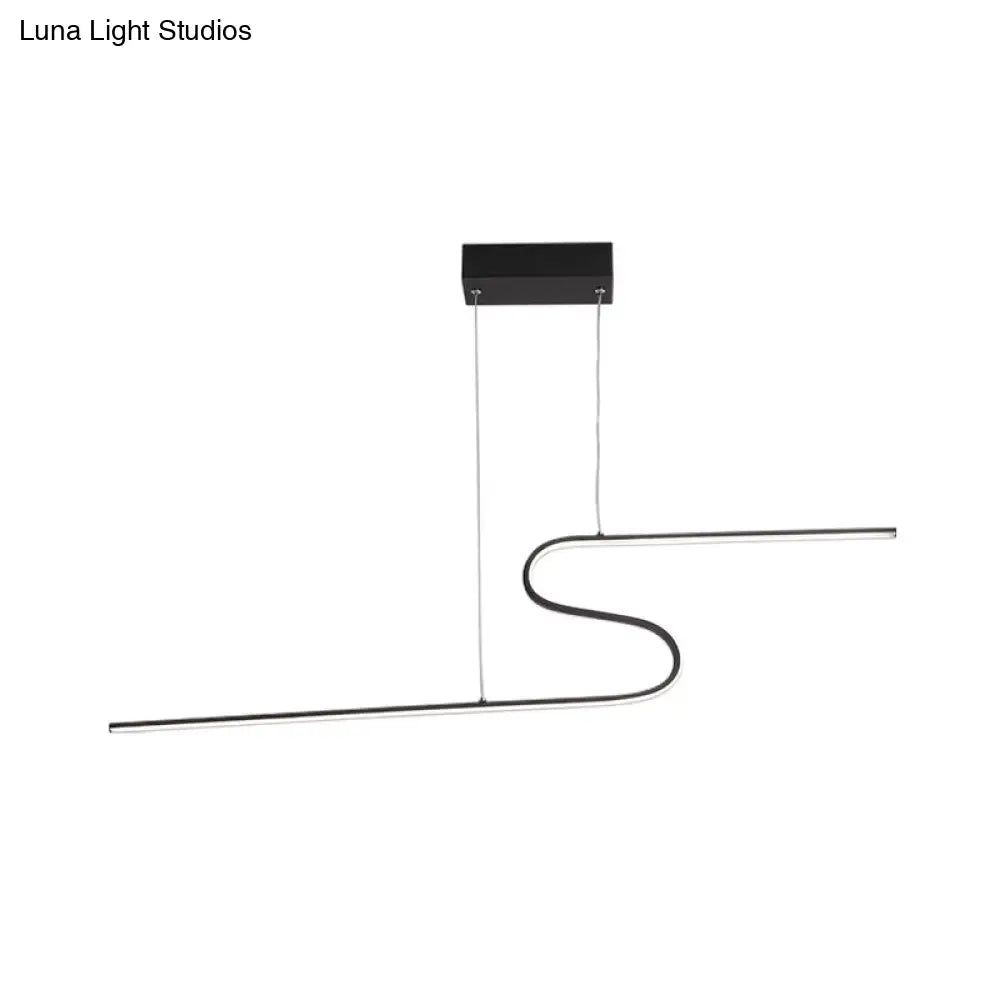 Modern Curved Dining Room Pendant Light - Acrylic Led Chandelier In Black Warm White Or Natural