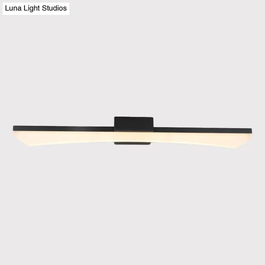 Modern Curved Led Vanity Light Fixture - Black Bathroom Sconce With Acrylic Cover Warm/White