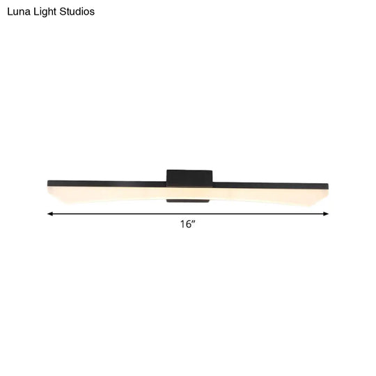 Modern Curved Led Vanity Light Fixture - Black Bathroom Sconce With Acrylic Cover Warm/White