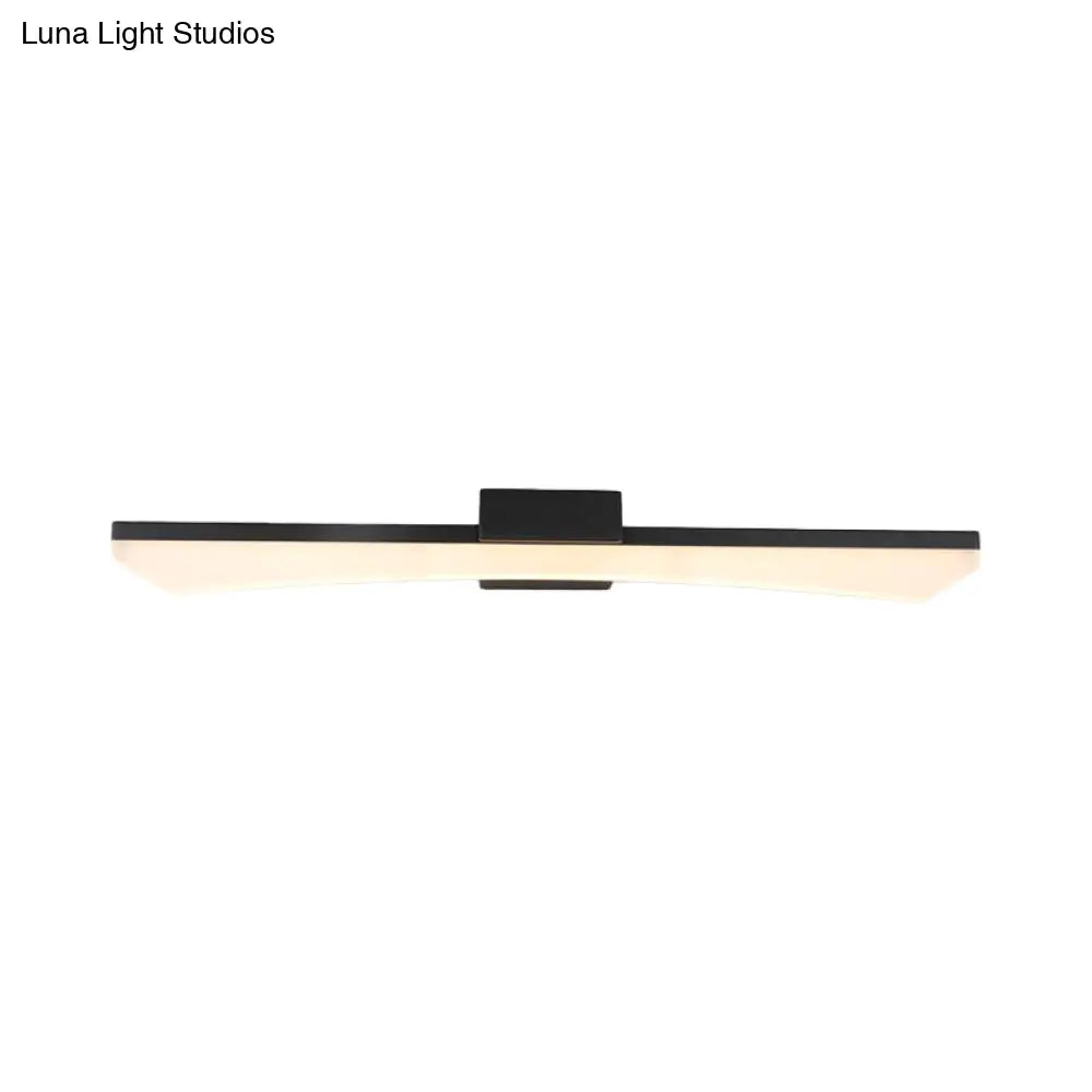 Modern Curved Led Vanity Light Fixture - Black Bathroom Sconce With Acrylic Cover Warm/White