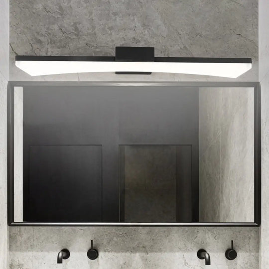 Modern Curved Led Vanity Light Fixture - Black Bathroom Sconce With Acrylic Cover Warm/White / Warm