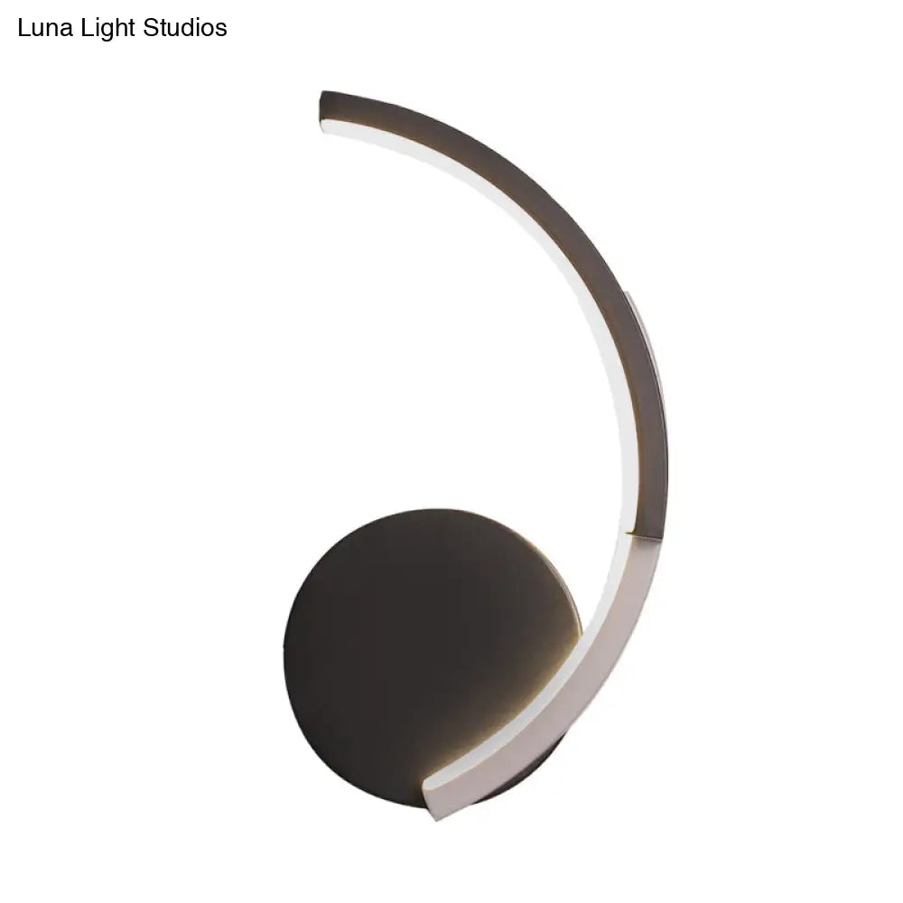 Modern Curved Line Led Wall Mounted Sconce In Black White Warm Light - Acrylic Lamp Fixture For