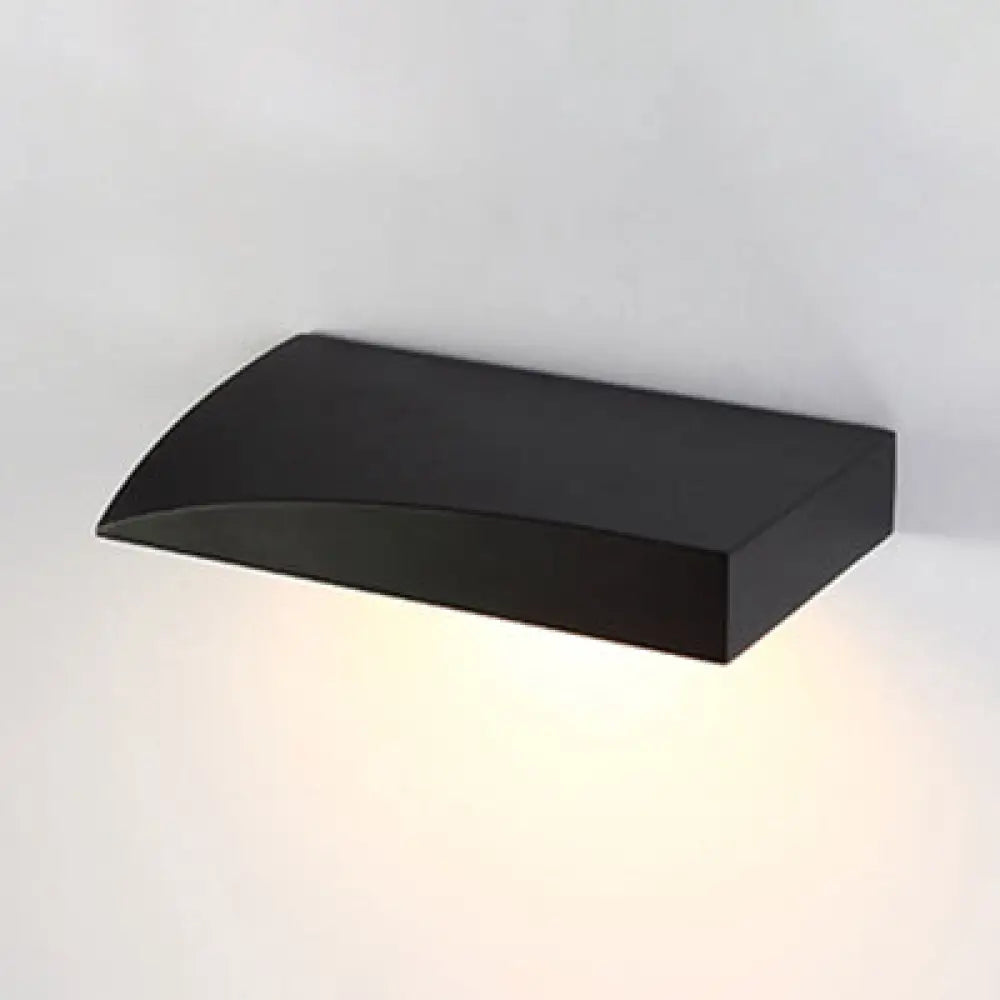 Modern Curved Sconce Wall Light: Metal Led 5.5/10 Width Black/White Living Room Lamp Black / 10