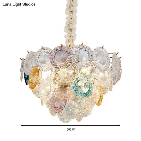 Modern Cut Crystal Conical Chandelier - 12 Bulbs Wide Brass Suspension Pendant Light