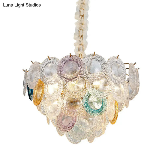 Modern Cut Crystal Conical Chandelier - 12 Bulbs Wide Brass Suspension Pendant Light