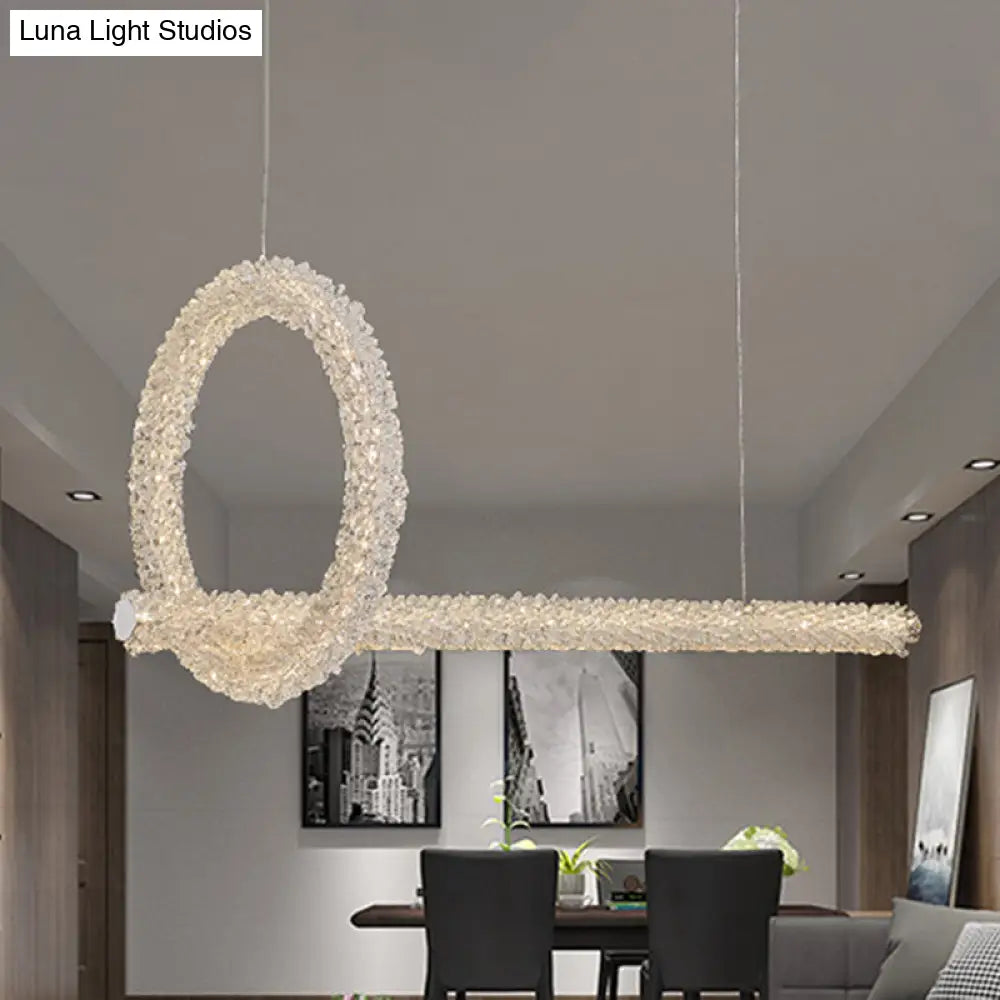 Modern Cut Crystal Led Brass Ceiling Light - Circular Island Lamp 12/16 Wide