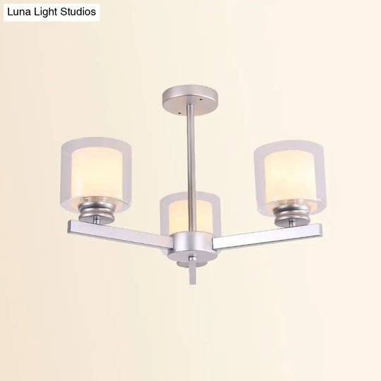 Modern Cylinder Chandelier Lamp: Black/Gold/Silver 3/6/8 Lights Clear Glass Bedroom Pendant Fixture