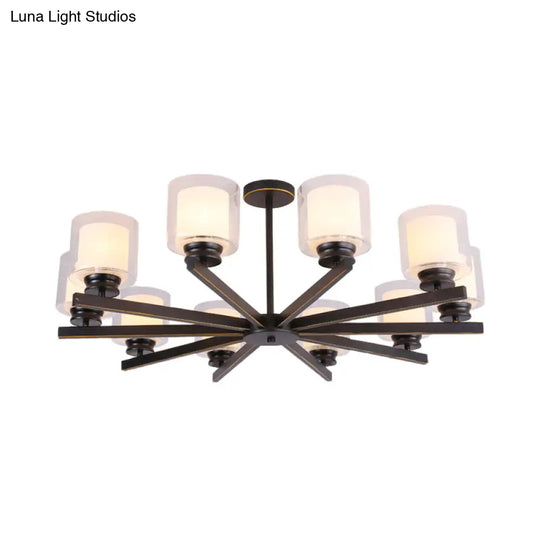 Modern Cylinder Chandelier Lamp: Black/Gold/Silver 3/6/8 Lights Clear Glass Pendant Fixture For