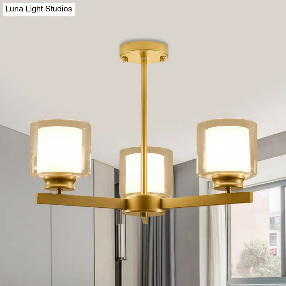 Modern Cylinder Chandelier Lamp: Black/Gold/Silver 3/6/8 Lights Clear Glass Pendant Fixture For