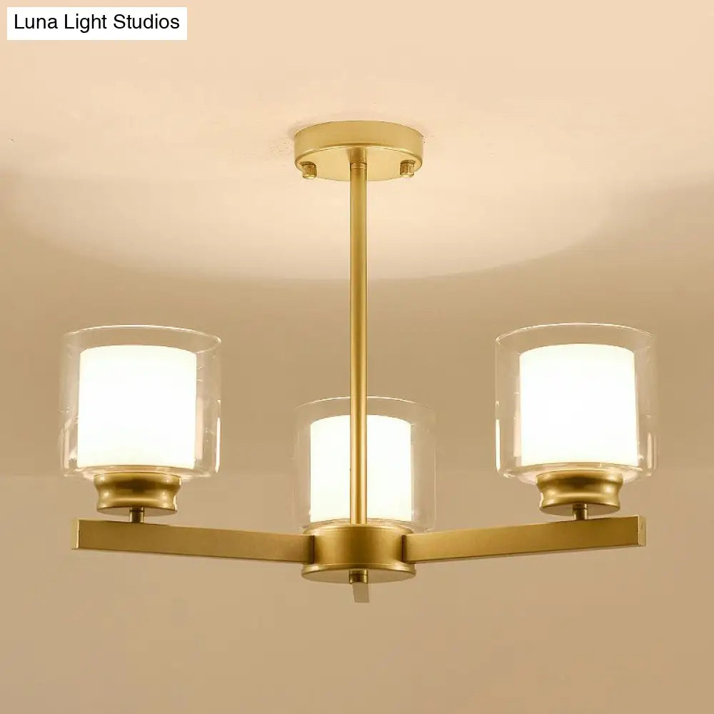 Modern Cylinder Chandelier Lamp: Black/Gold/Silver 3/6/8 Lights Clear Glass Pendant Fixture For