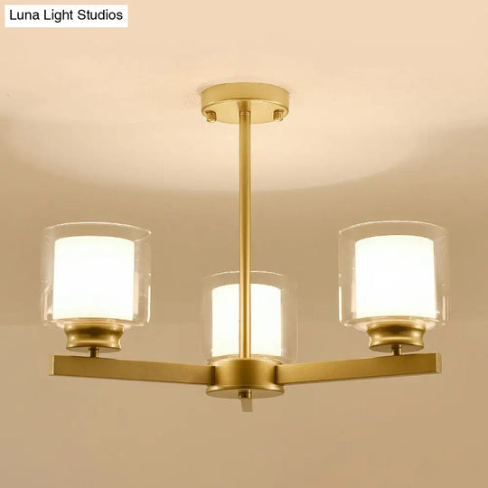 Modern Cylinder Chandelier Lamp: Black/Gold/Silver 3/6/8 Lights Clear Glass Pendant Fixture For