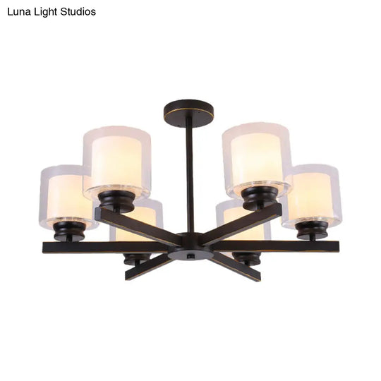 Modern Cylinder Chandelier Lamp: Black/Gold/Silver 3/6/8 Lights Clear Glass Pendant Fixture For