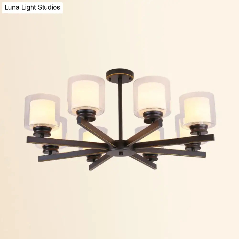 Modern Cylinder Chandelier Lamp: Black/Gold/Silver 3/6/8 Lights Clear Glass Pendant Fixture For