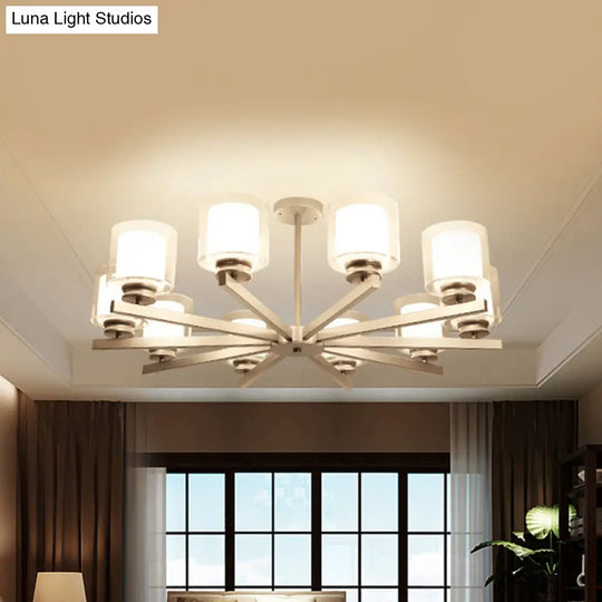 Modern Cylinder Chandelier Lamp: Black/Gold/Silver 3/6/8 Lights Clear Glass Pendant Fixture For