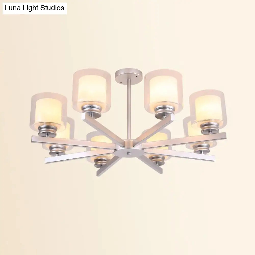 Modern Cylinder Chandelier Lamp: Black/Gold/Silver 3/6/8 Lights Clear Glass Pendant Fixture For