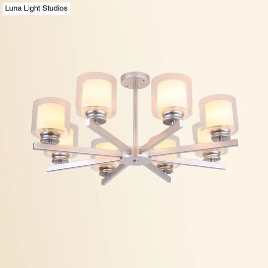 Modern Cylinder Chandelier Lamp: Black/Gold/Silver 3/6/8 Lights Clear Glass Pendant Fixture For