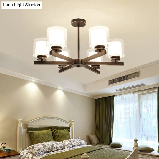 Modern Cylinder Chandelier Lamp: Black/Gold/Silver 3/6/8 Lights Clear Glass Bedroom Pendant Fixture