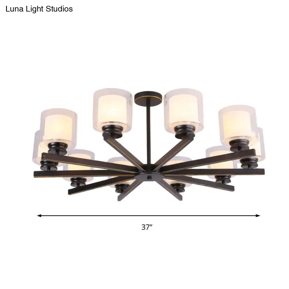 Modern Cylinder Chandelier Lamp: Black/Gold/Silver 3/6/8 Lights Clear Glass Pendant Fixture For