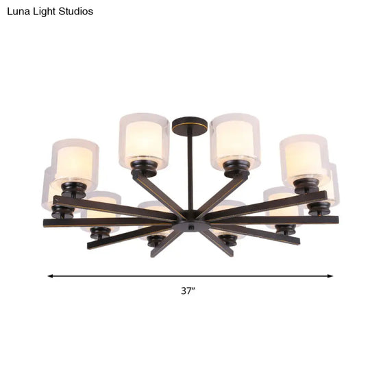 Modern Cylinder Chandelier Lamp: Black/Gold/Silver 3/6/8 Lights Clear Glass Pendant Fixture For