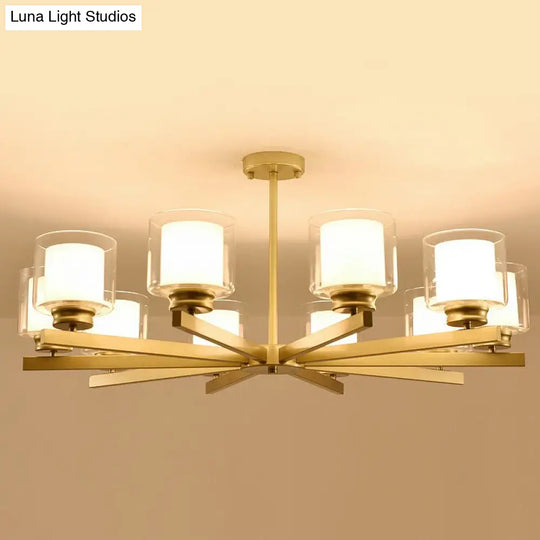 Modern Cylinder Chandelier Lamp: Black/Gold/Silver 3/6/8 Lights Clear Glass Pendant Fixture For