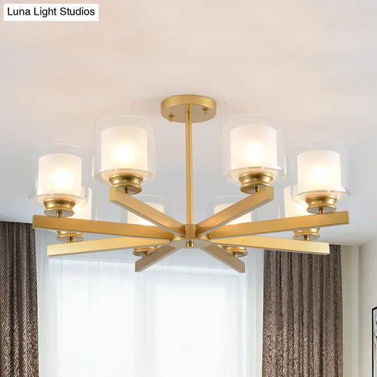 Modern Cylinder Chandelier Lamp: Black/Gold/Silver 3/6/8 Lights Clear Glass Bedroom Pendant Fixture