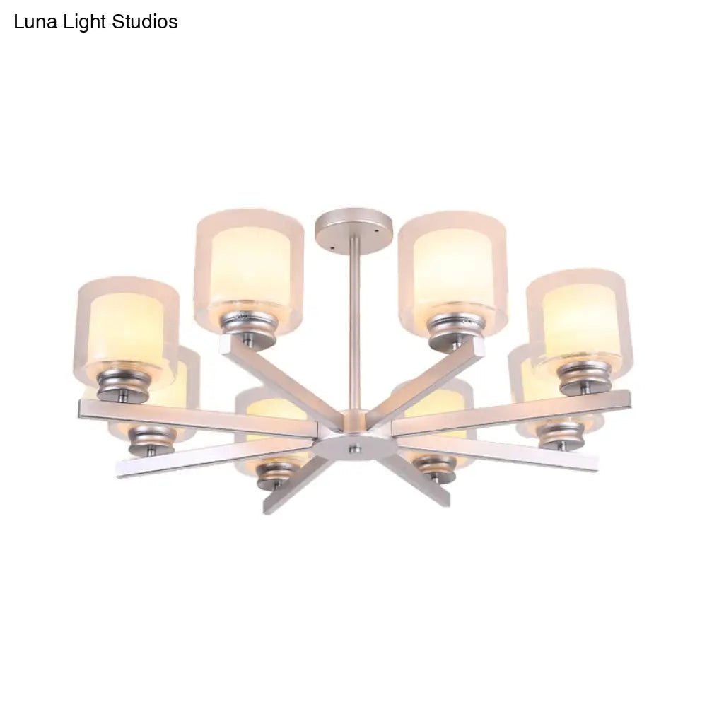 Modern Cylinder Chandelier Lamp: Black/Gold/Silver 3/6/8 Lights Clear Glass Pendant Fixture For