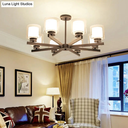 Modern Cylinder Chandelier Lamp: Black/Gold/Silver 3/6/8 Lights Clear Glass Bedroom Pendant Fixture