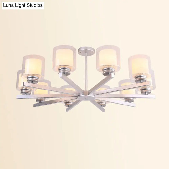 Modern Cylinder Chandelier Lamp: Black/Gold/Silver 3/6/8 Lights Clear Glass Bedroom Pendant Fixture