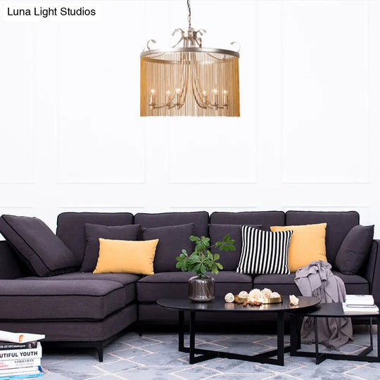 Modern Gold Cylinder Crystal Chandelier Pendant Light - 3/5/6 Lights 15/19.5/24.5 Wide / 24.5