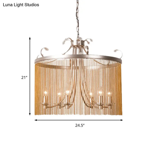 Modern Gold Cylinder Crystal Chandelier Pendant Light - 3/5/6 Lights 15/19.5/24.5 Wide