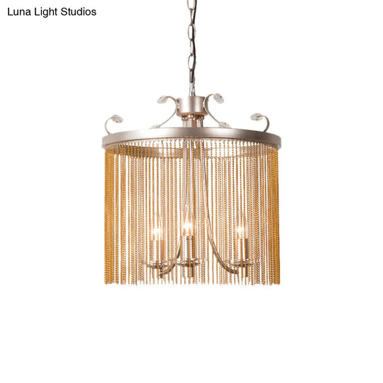 Modern Cylinder Crystal Strand Chandelier Ceiling Light - Gold Pendant 3/5/6 Lights