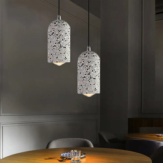 Modern Cylinder Pendant Light Fixture: Cement 1-Light Hanging Lamp For Dining Room In