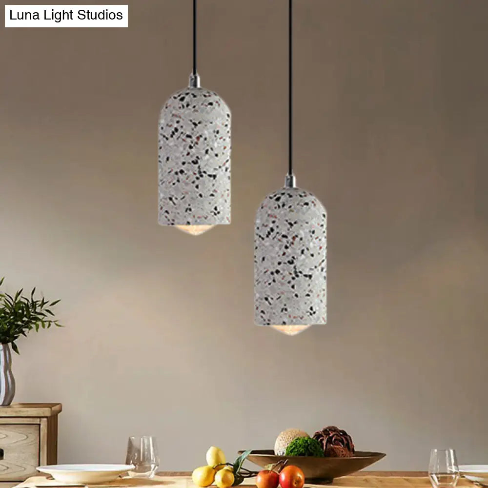 Modern Cylinder Pendant Light Fixture: Cement 1-Light Hanging Lamp For Dining Room In White/Red/Blue