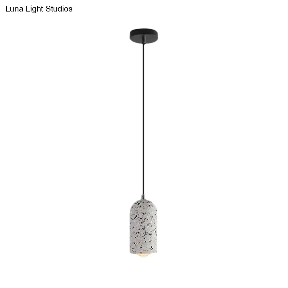 Modern Cylinder Pendant Light Fixture: Cement 1-Light Hanging Lamp For Dining Room In White/Red/Blue