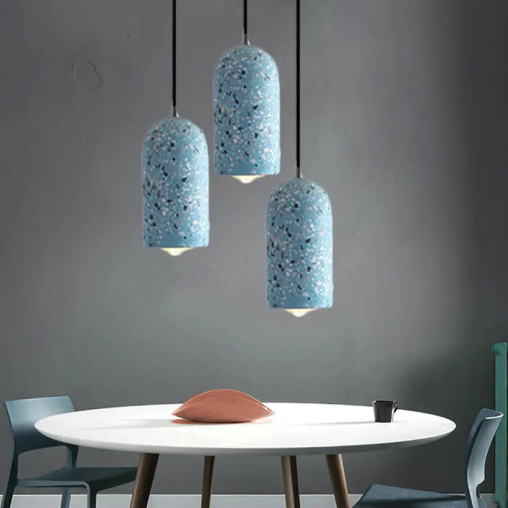 Modern Cylinder Pendant Light Fixture: Cement 1-Light Hanging Lamp For Dining Room In