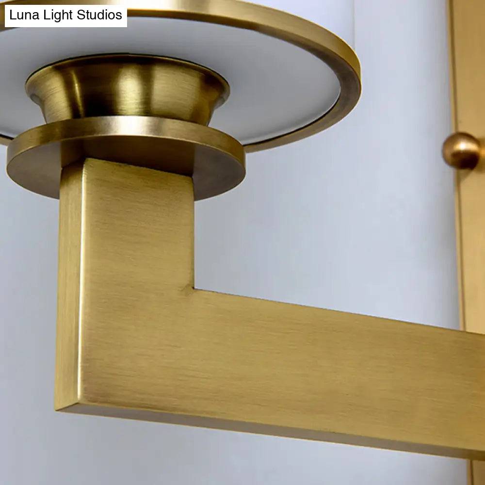 Modern Cylinder Wall Lamp 1/2-Head Frosted Glass Fixture In Brass For Living Room - Modernism Style