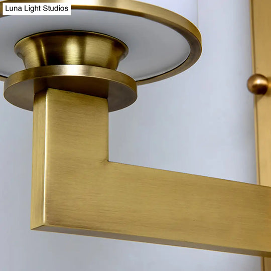 Modern Cylinder Wall Lamp 1/2-Head Frosted Glass Fixture In Brass For Living Room - Modernism Style