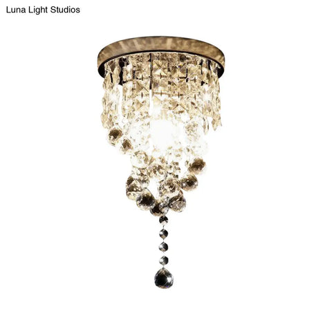 Modern Cylindrical Crystal Flush Mount Ceiling Light Fixture